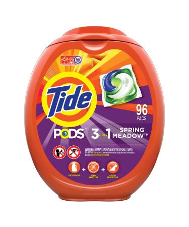 Tide PODS Laundry Detergent Soap PODS, High Efficiency (HE), Spring Meadow Scent, 96 Count