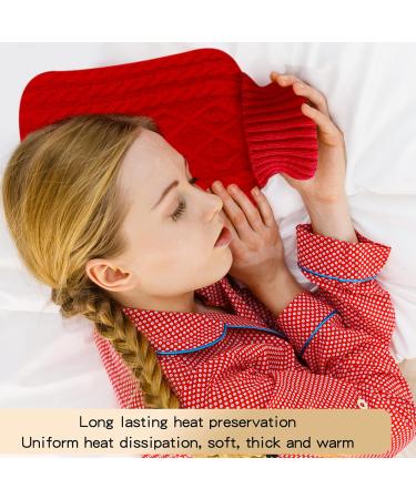 2L Hot Water Bottle with Elegant Knitted Cover - Pain Relief for Neck, Back, Feet - UK - Buy Online on GoSupps.com