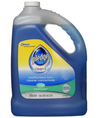 Pledge Multi-Surface Floor Cleaner Concentrated Liquid, Shines Hardwood, Rainshower, 1 Gallon 128 Fl Oz (Pack of 1)