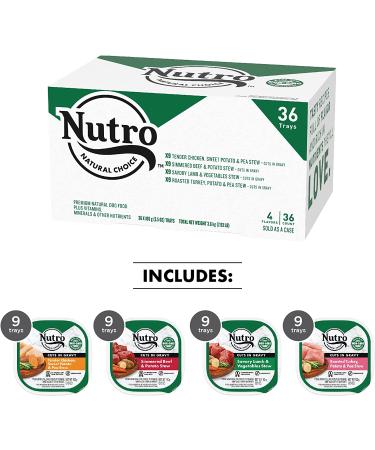 NUTRO Adult High Protein Grain-Free Wet Dog Food Variety Pack - Beef, Lamb, Chicken, Turkey - 36 Pack x 3.5oz - Buy Online on GoSupps.com