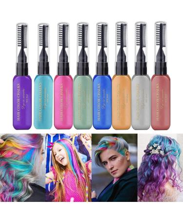 8 Colors Hair Chalk Comb - Non-Toxic & Washable Temporary Hair Color for Kids & Adults | Perfect for Parties Cosplay Halloween Christmas & Birthdays - Buy Online on GoSupps.com