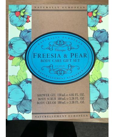 Naturally European Freesia and Pear Body Care Gift Set Nourishes and Protects All Skin Types Includes Shower Gel 120ml Body Scrub 100ml and Body Cream 100ml - Buy Online on GoSupps.com