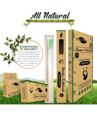 Buy Eraganic Bamboo Toothbrushes 5-Pack | Biodegradable BPA-Free Soft Bristles & Eco-Friendly Gift Set - Buy Online on GoSupps.com