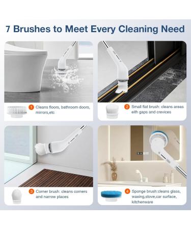 Electric Spin Scrubber Electric Cleaning Brush with 7 Replaceable Heads 2 Speeds Power Electric Scrubber Brush for Bathroom Tub Floor Car Tile and Much (Set A) - Buy Online on GoSupps.com