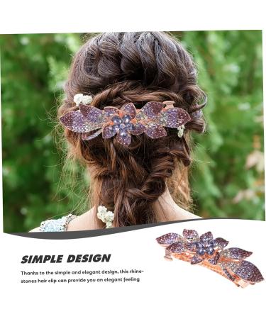 DOITOOL Rhinestone Hair Clip Hair Gems for Women Wedding Hair Rhinestone Hair Accessories Flower Headpiece Decorative Hair Clips Crystal Headpiece Purple Spring Clip Modeling Metal Bride - Buy Online on GoSupps.com