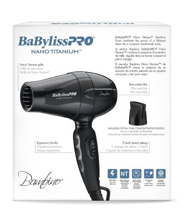 BaBylissPRO Nano Titanium Bambino Compact Dryer - Professional Hair Dryer (Pack of 1) - Buy Online on GoSupps.com