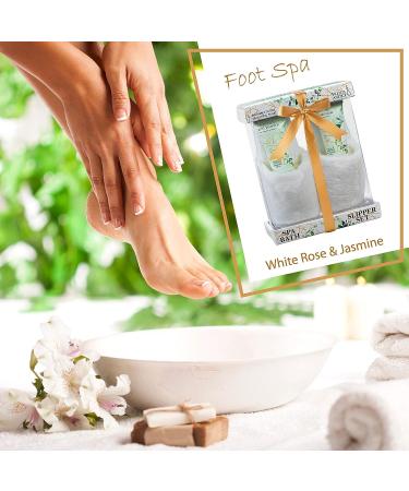 White Rose Jasmine Home Spa Slippers Set - Luxury Bath & Body Gift Basket for Women - Includes Body Lotion, Shower Gel, Plush Slippers - Perfect Holiday Gift - Buy Online on GoSupps.com