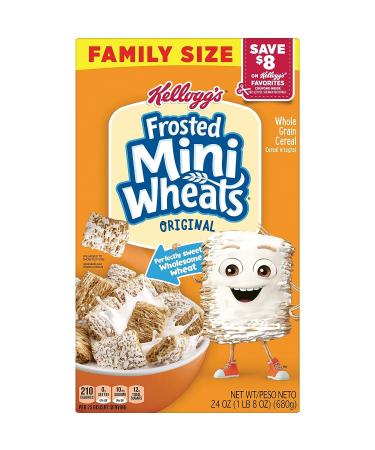 Kellogg's Frosted Mini-Wheats Cereal 24oz Family Size - High-Fiber, Whole Grain, Original Flavor - Buy Online on GoSupps.com