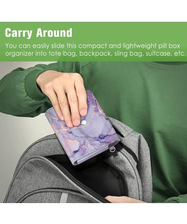FINPAC Weekly 4 Times a Day Pill Organizer in Slide Open PU Leather Case - Lilac Marble - Buy Online on GoSupps.com