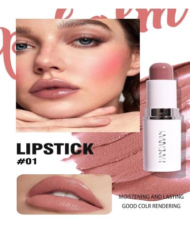 Nude Pink Hydrating Tinted Lip Balm & Velvet Lipstick - Vitamin E Core Lip Shine Buildable Glossy Lip Gloss (#01 - Buy Online on GoSupps.com