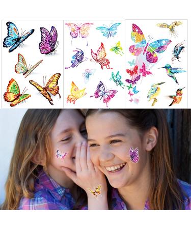 Konsait 180pcs Glitter Tattoos for Kids - Fairy, Princess, Butterfly & Animal Designs | Temporary Tattoo Stickers for Girls Birthday Party Favors - Buy Online on GoSupps.com