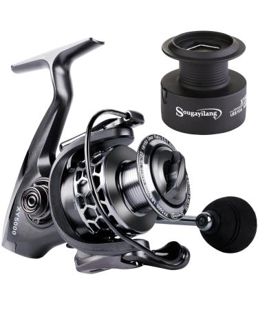 Sougayilang Fishing Reel 13+1BB Light Weight Ultra Smooth Aluminum Spinning Fishing Reel with Free Spare Graphite Spool XY2000