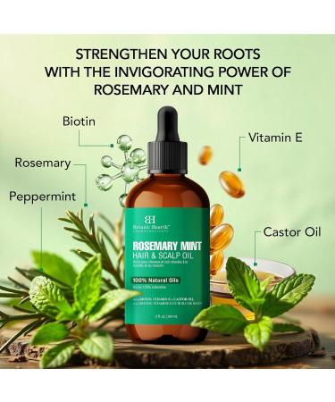 Botanic Hearth Rosemary Mint & Hair Scalp Strengthening Oil - 60 ml | Natural Hair Growth & Scalp Treatment | Nourishing & Strengthening Essential Oils for Thicker Healthier Hair Rosemary mint oil - Buy Online on GoSupps.com