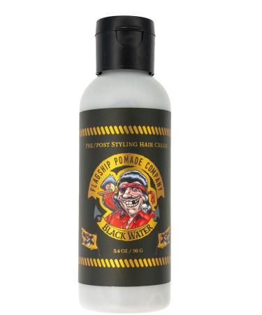 FLAGSHIP Handmade Black Water Pre-Styler Liquid Hair Pomade Medium Hold Low Shine Dark Tweed Scent 3.4 oz