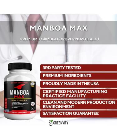 GREENVIFY MANBOA MAX Extra Strength Organic Maca Root Complex Blend with Black Red Yellow Maca 60 Vegan Capsules Non-GMO Sugar-Free (5) - Buy Online on GoSupps.com