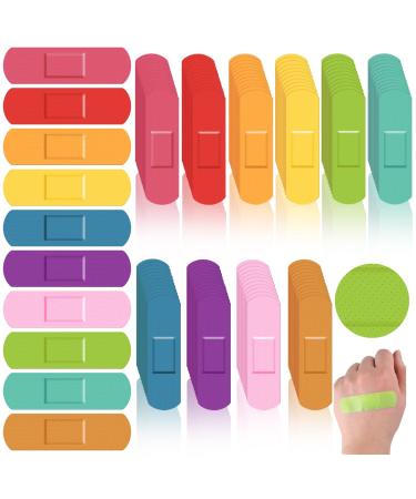 Lounsweer 200 Pcs 10 Colors Kids Bandages Bulk Waterproof Breathable Bandages Neon Colorful Flexible Bandages Assorted Colors Flexible Protection Wound Care Scrapes and Slight Cut for Toddler Children