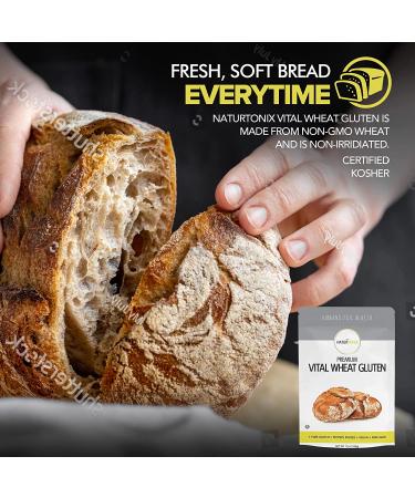 Naturtonix Vital Wheat Gluten 12 oz - Pure Non-GMO Vegan Protein, Keto Friendly - Certified Kosher - Resealable Fresh Pouch - Buy Online on GoSupps.com
