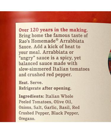 Rao's Homemade Arrabbiata Sauce 24 oz - Spicy Tomato Sauce - Premium Quality, Keto Friendly Pasta Sauce - Buy Online on GoSupps.com