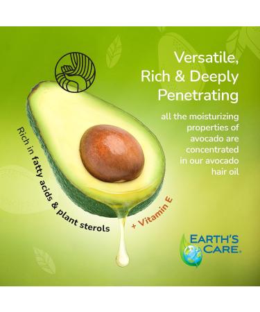 Earth s Care Avocado Oil - Nourishing Hair & Skin Treatment with Vitamin E | 8 FL OZ Glass Bottle - Buy Online on GoSupps.com