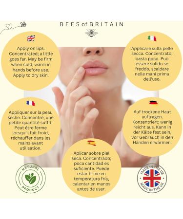 BEES of BRITAIN - 100% Natural Lip Balm - Shea Cocoa Butter Beeswax Mint. Repairs Soothes Hydrates. We Donate 5% of our Profit to Save Bees + Pollinators. 30ml - Buy Online on GoSupps.com