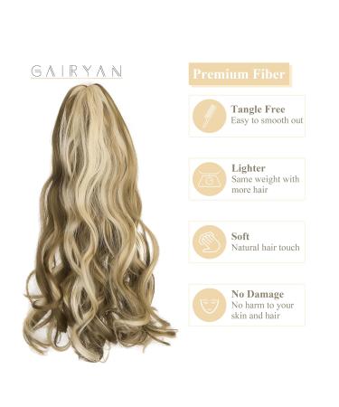 Gairyan 45cm Claw Ponytail Extensions - Curly Wavy Clip-In Hair Extensions (Golden Brown & Bleached Blonde) - Buy Online on GoSupps.com