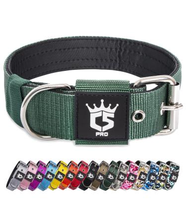 Tspro Tactical dog collar 3.8 cm wide military quality strong dog collar thick dog collar robust metal buckle dog collar green-L (green-l) L-neck size (adjustable 52cm-60cm) green - Buy Online on GoSupps.com