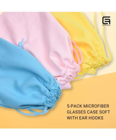 Eco-Fused Soft Glasses Case 5-Pack | Microfiber Sunglasses Pouch & Ear Hooks | Stylish Travel Organizer - Buy Online on GoSupps.com