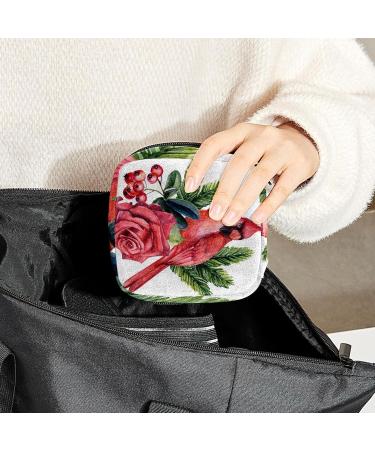 GIAPB Period Bag - Sanitary Napkin Storage & Travel Makeup Pouch - Bird Rose Flower Color - Buy Online on GoSupps.com