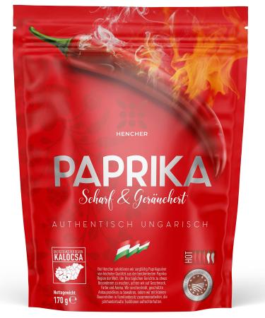 Paprika rose -sharp & smoking (red 170g) - smoked paprika powder from Kalocsa (Hungary) - Hungarian spice in re -lockable aroma package rose scale & smoking 170g