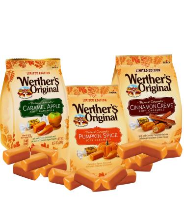 Werther's Original Limited Edition Harvest Soft Caramels - Pumpkin Spice, Caramel Apple, & Cinnamon Creme (8.57 Oz) ( 3 Pack) - Buy Online on GoSupps.com