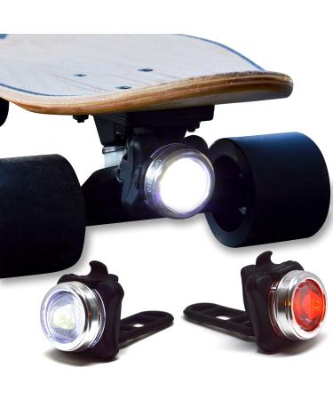 OPTIKS 210 Bike Lights Front and Back USB Rechargeable LED Skateboard Longboard Bicycles Skateboard Light Set (Front/Rear)