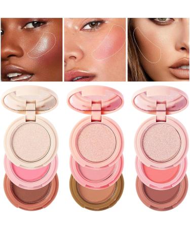  Rubu22a 3-Color Eyeshadow Palette Long-Lasting Smudge-Proof Blendable 3-in-1 Cream Blush with Matte Finish Face Makeup Palette (C) - Buy Online on GoSupps.com