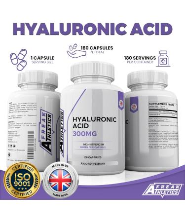 Triple Strength Hyaluronic Acid Capsules 300mg - 6 Months Supply - 180 Capsules - Hyaluronic Acid Supplement - Buy Online on GoSupps.com