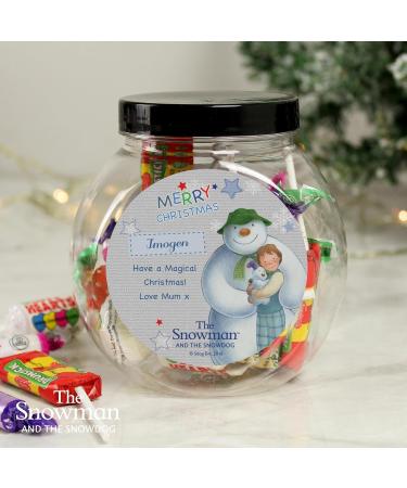 Custom Personalised The Snowman and the Snowdog Blue Sweet Jar - Swizzels Sweet 250g - Buy Online on GoSupps.com