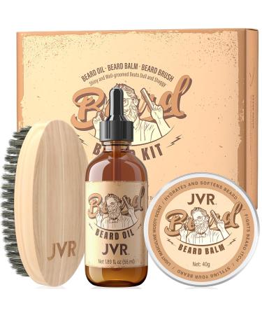 Bart care set for men JVR beard care with beard oil beard balm and beard brush fragrance beard glossy gift beard smoothing moisture & styling & healthy high -quality bare set (yellow) - Buy Online on GoSupps.com