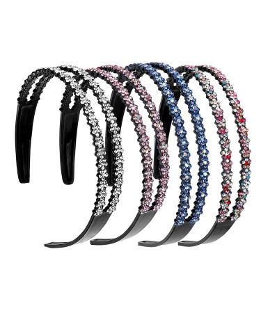 Fashionable hair ripe 4 pieces of rhinestone hair band Double crystal side hard bands slide-resistant tooth-hair band Elegant hair accessories headband for women girls - Buy Online on GoSupps.com