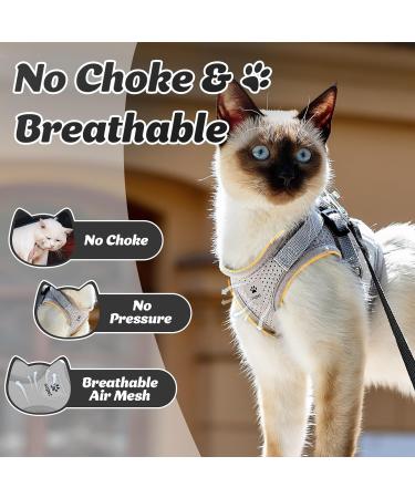Supet Cat Harness and Leash Set | Escape Proof | Adjustable Soft Mesh Vest | Reflective Strap | Grey (Chest 26-32cm) - Buy Online on GoSupps.com