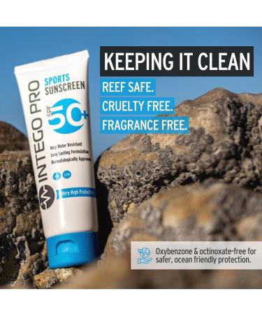 Intego Pro (SPF 50+) Sports Sunscreen | Very Water Resistant & Sweatproof Sun Cream with Zinc Oxide | Non Greasy Formula Suncream Approved by Athletes | Reef Safe Fragrance Free Hypoallergenic - Buy Online on GoSupps.com