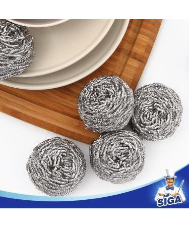 Mr. Siga 12 Pack Stainless Steel Pop Cleaner Sponge Brush - Kitchen Scourer & Spiral Cleaning Tool for Pots - 30g Each - Buy Online on GoSupps.com