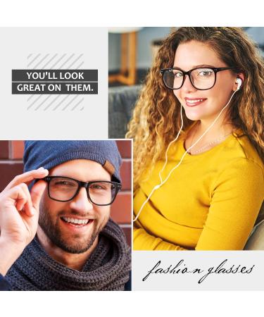 GQUEEN Large Frame Horn Glasses for Women and Men - UV400 Non-Prescription Nerd Glasses - Stylish PE1 1 Blue - International Shipping Available - Buy Online on GoSupps.com