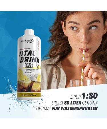 Best Body Nutrition Vital Drink Zerop - Sugar-Free Iced Tea Lemon Concentrate 1000ml - Makes 80 Liters of Refreshing Beverage - Buy Online on GoSupps.com