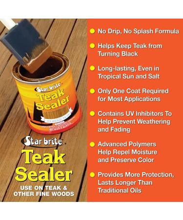 STAR BRITE Teak Sealer - Marine Grade Formula - 3 Colors & Sizes - Protects Outdoor Wood from Water, Weathering & UV Fade - 32 Oz Quart - Buy Online on GoSupps.com