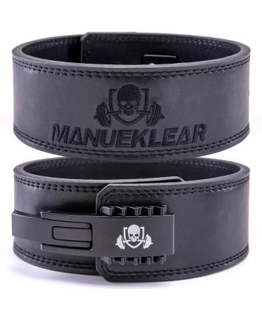 Manuklear leather lift belt with 10mm back support weight lifting belt for men and women gym belt fitness belt for bodybuilding weight lifting xl black