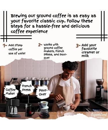 Protein Mushroom Coffee by OrganiiLand | Ground Coffee with Collagen Lion's Mane Chaga Turkey Tail Reishi Maitake L-Theanine | Focus Energy Immunity and Digestion | 30 Servings - Buy Online on GoSupps.com