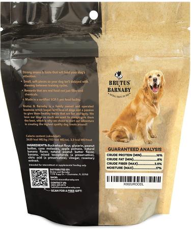 BRUTUS & BARNABY Peanut Butter & Banana Training Treats for Dogs - 8oz Pack - All-Natural Vegan Reward for Puppy Training - Buy Online on GoSupps.com