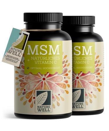 MSM 2000mg per day + natural vitamin C - 2x365 msm tablets with methylsulfonylmethane - more compact MSM powder than with MSM capsules - high -dosed with 1000 mg per msm tab - vegan without additives 2x 365 tablets