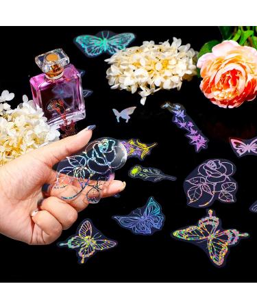 180 Pcs Holographic Flower and Butterfly Sticker Set - Waterproof Plant Decor Decals for Scrapbooking, Journal, Laptop - Glitter Adhesive Stickers for Planner, Water Bottle, Phone - Floral and Butterfly Design - Buy Online on GoSupps.com