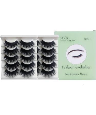 KFZR 10 Pairs 3D False Eyelashes Fake Eye Lashes Natural Look Makeup Extension Black Thick - Buy Online on GoSupps.com