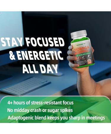 Moringa Gummies for Men with Gingseng L-Citrulline Ashwagandha CZQ10 Zinc | Chewable Organic Pure Moringa Leaf Supplement | Energy & lmmune Support | Sugar Free | Vegan | Lemon Flavor | 60 Counts - Buy Online on GoSupps.com