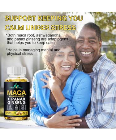 3 in 1 Ashwagandha + Maca Root + Panax Ginseng - Natural Supplement for Energy Stamina and Stress Support 120 Softgels - Buy Online on GoSupps.com